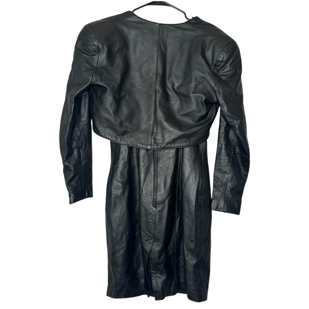 |VTG| Fitted Leather Mini Dress w/ Leather Shrug - Picture 4 of 9